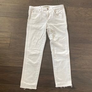 White cropped Joes jeans.